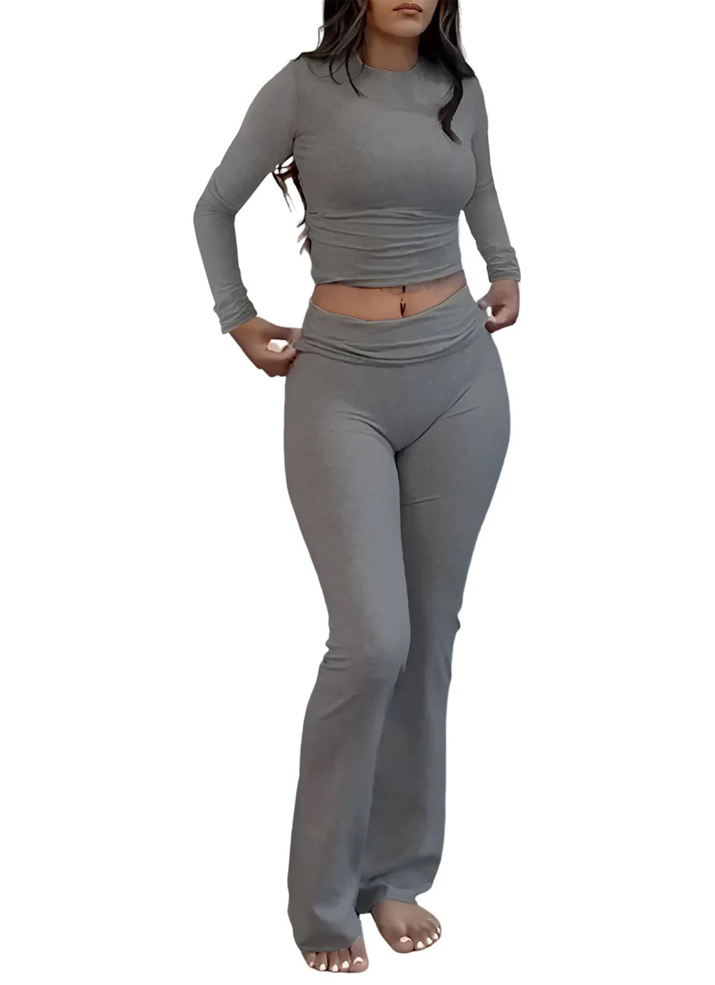 Victoria Casual Workout Outfits Long Sleeve Two Piece Sets