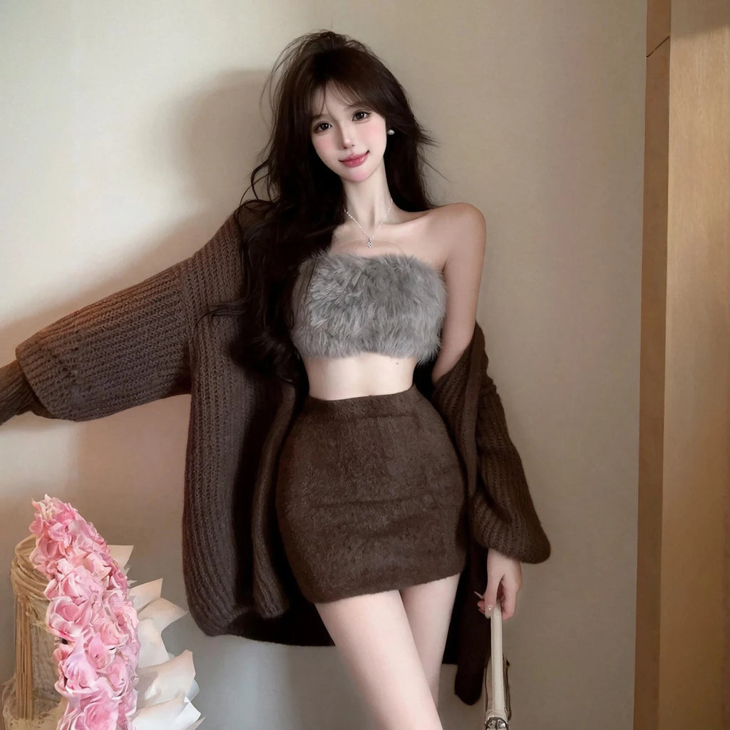 Lucero Long Sleeve Furry Inner Two Piece Sets
