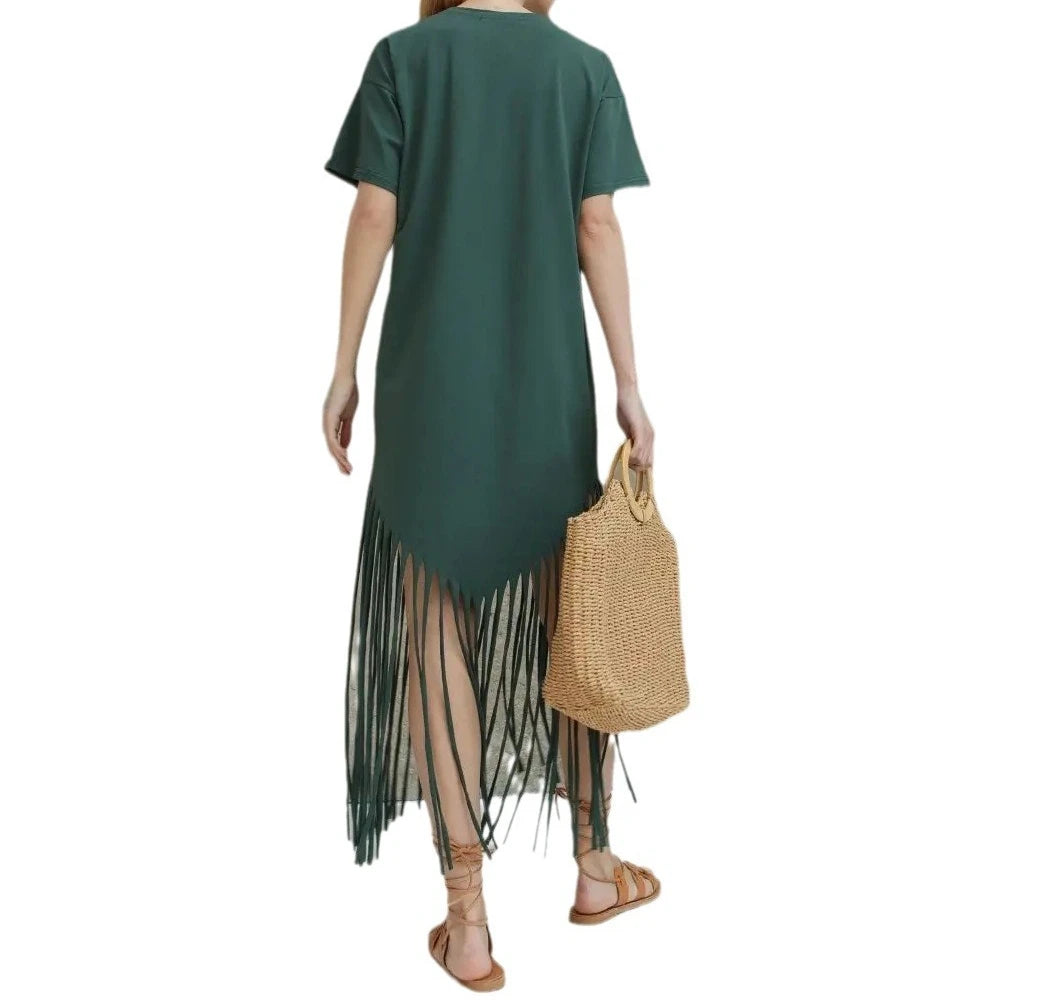 Howell Floral Plus Size Loose Long Solid Color Midi Dress