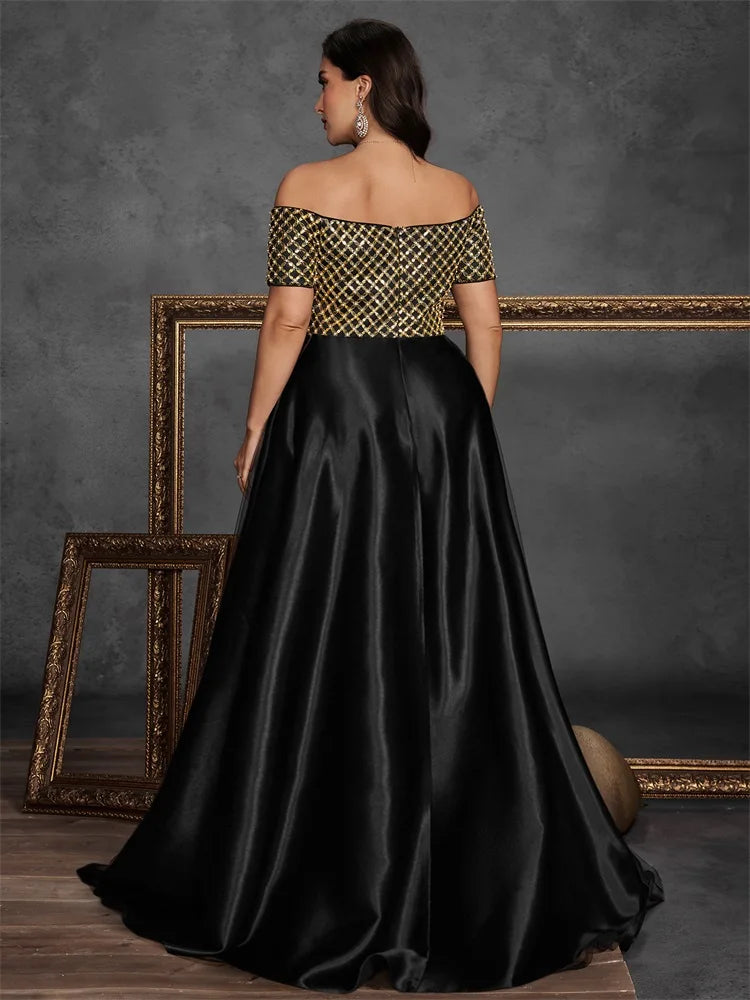 Luna Plus Size Elegant Sequins Splicing Formal Evening Dress