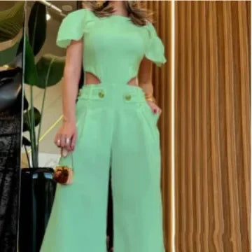 Elena Women Pockets Hollow Two Piece Sets