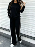 Wanda Round Neck Long-Sleeve Two Piece Sets