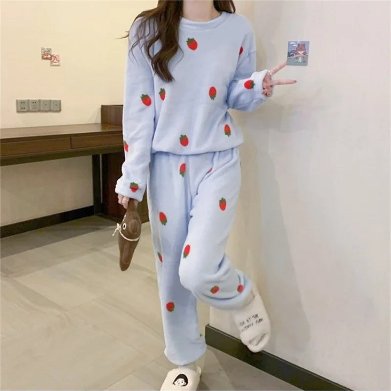 Lia Autumn Winter Plaid O-Neck Pullover Two Piece Sets