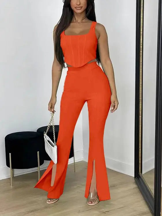 Rafaela Pure Color Fashionable Leisure Outfit Two-Piece Sets