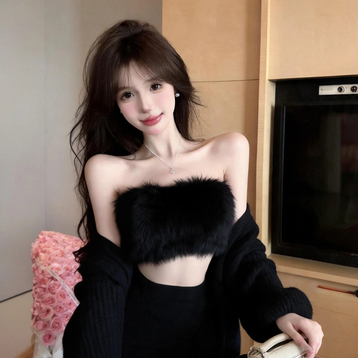 Lucero Long Sleeve Furry Inner Two Piece Sets