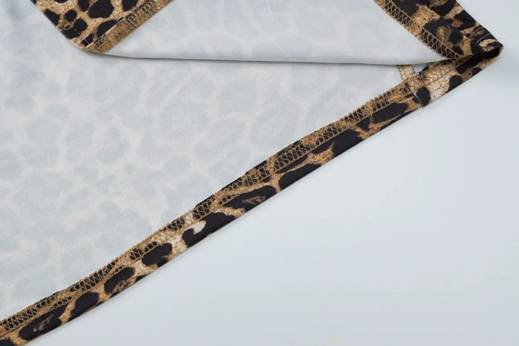 Bath Beach Elegant Square Collar Sleeveless Bodycon Split Leopard Print Long Party Dress