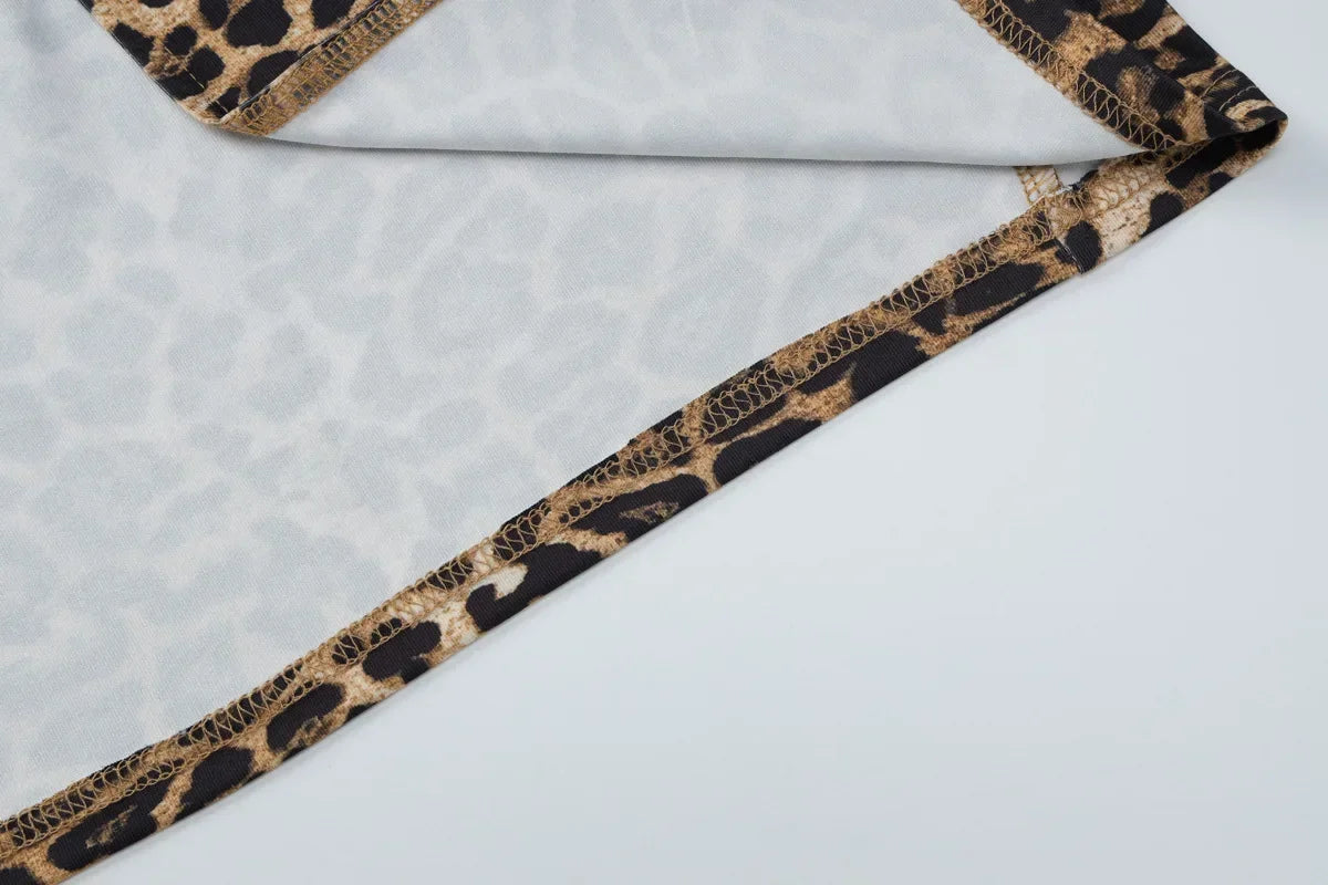 Bath Beach Elegant Square Collar Sleeveless Bodycon Split Leopard Print Long Party Dress