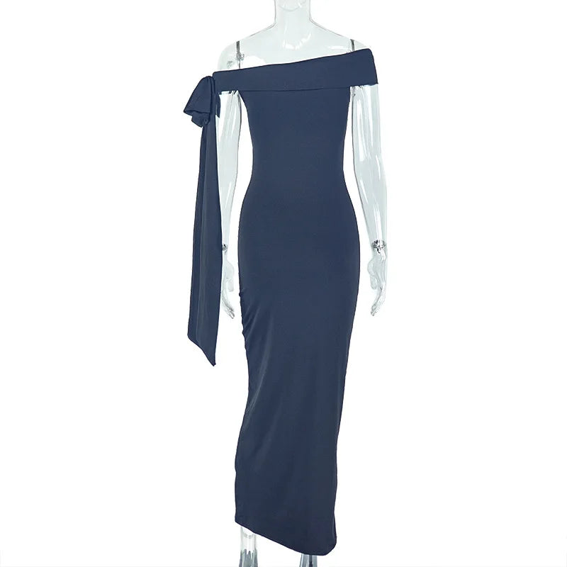 Eltingville Prom Long Tunics Slim And Elegant Off Shoulder Strapless Lace Up Dress