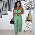 Amalia Flower Crop Wide Leg Elegant Two Piece Sets