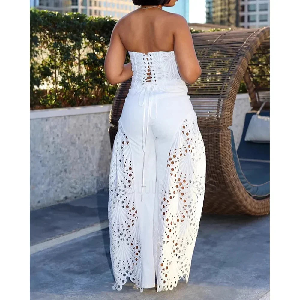 Andrea Hollow Out Sexy Lace Two Piece Sets