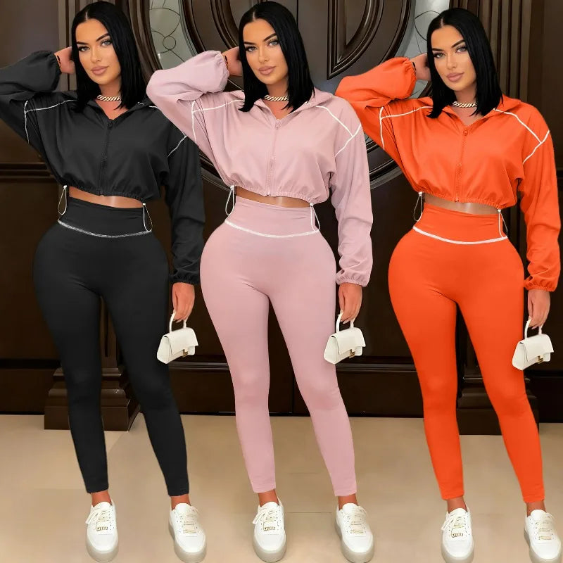 Gabriela Long Sleeve Paneled Stylish Casual Two Piece Sets