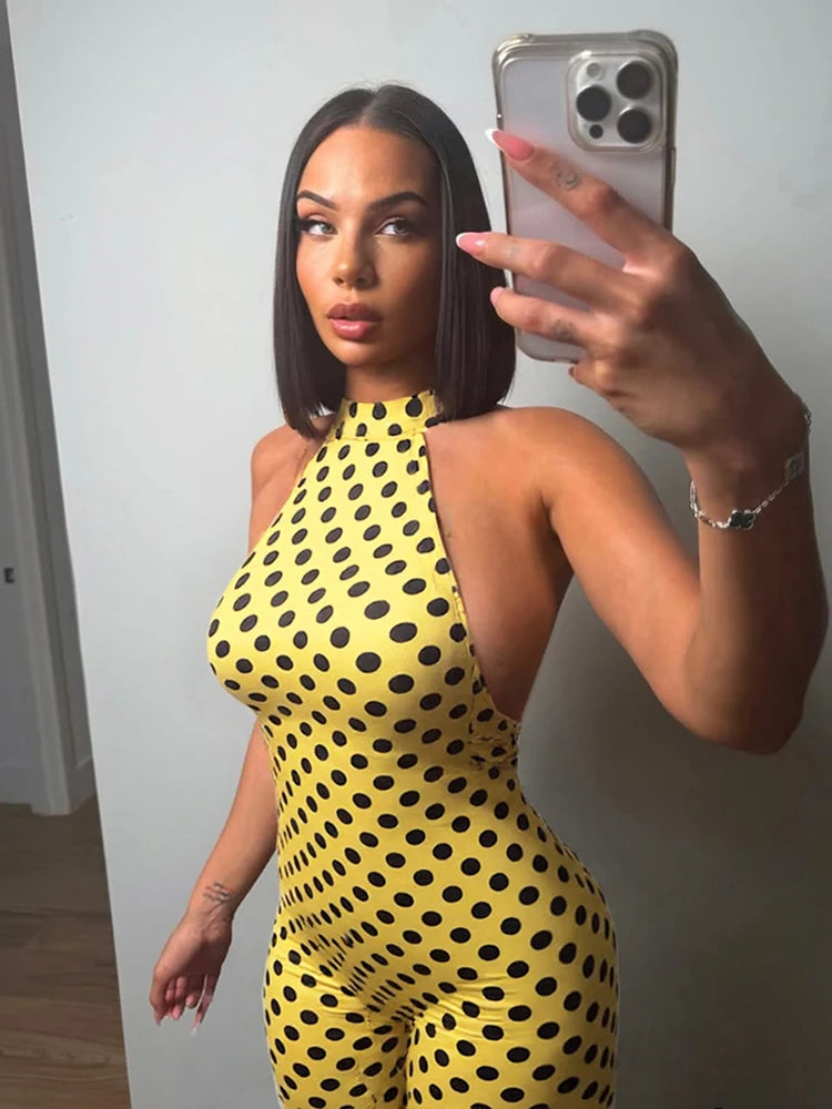 Endicott Backless Playsuits Halter Off Shoulder Skinny Stretch Wrap Jumpsuit