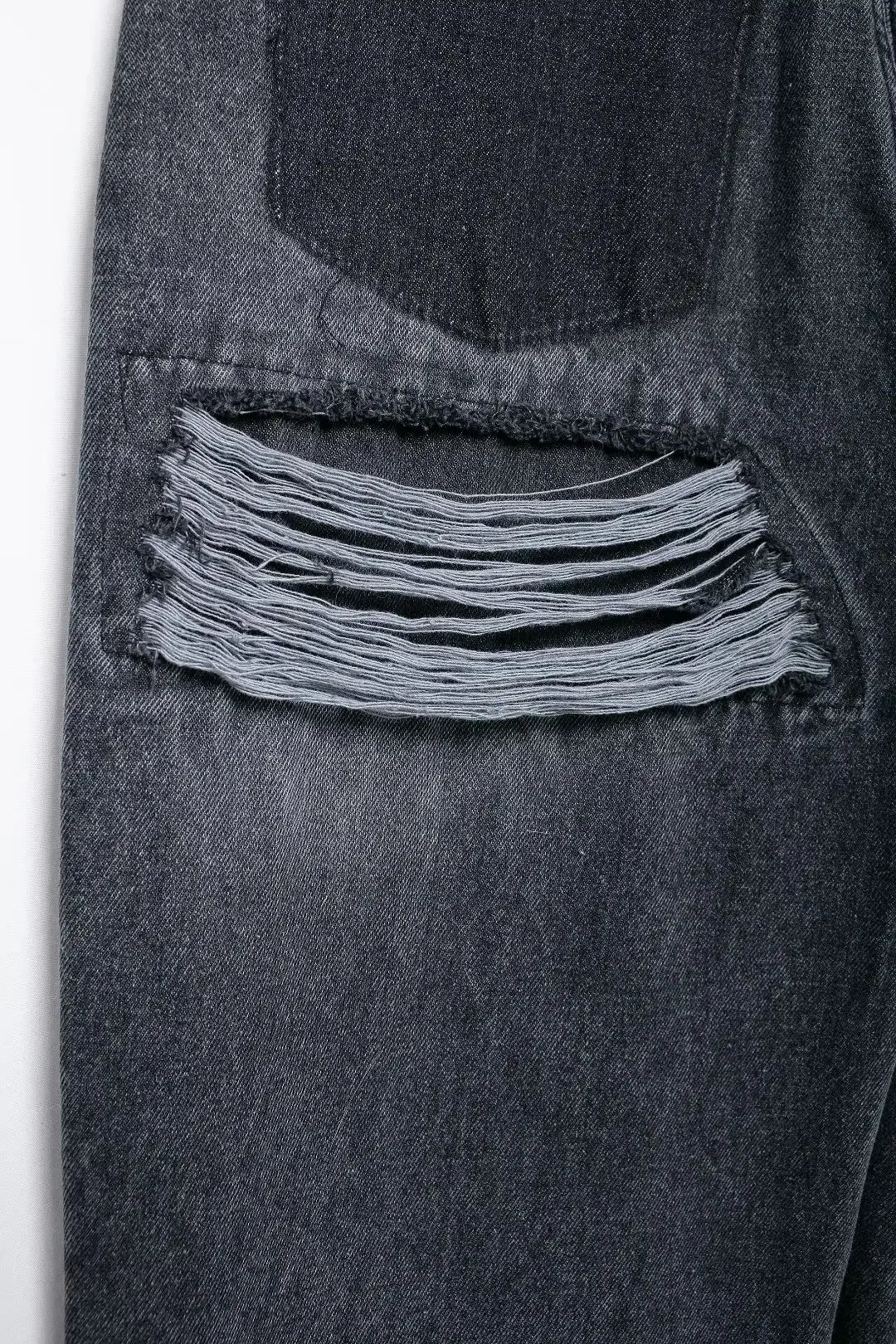 Jeans For Women 2024 Denim Solid Loose Zipper Fly Female Hole Trouser