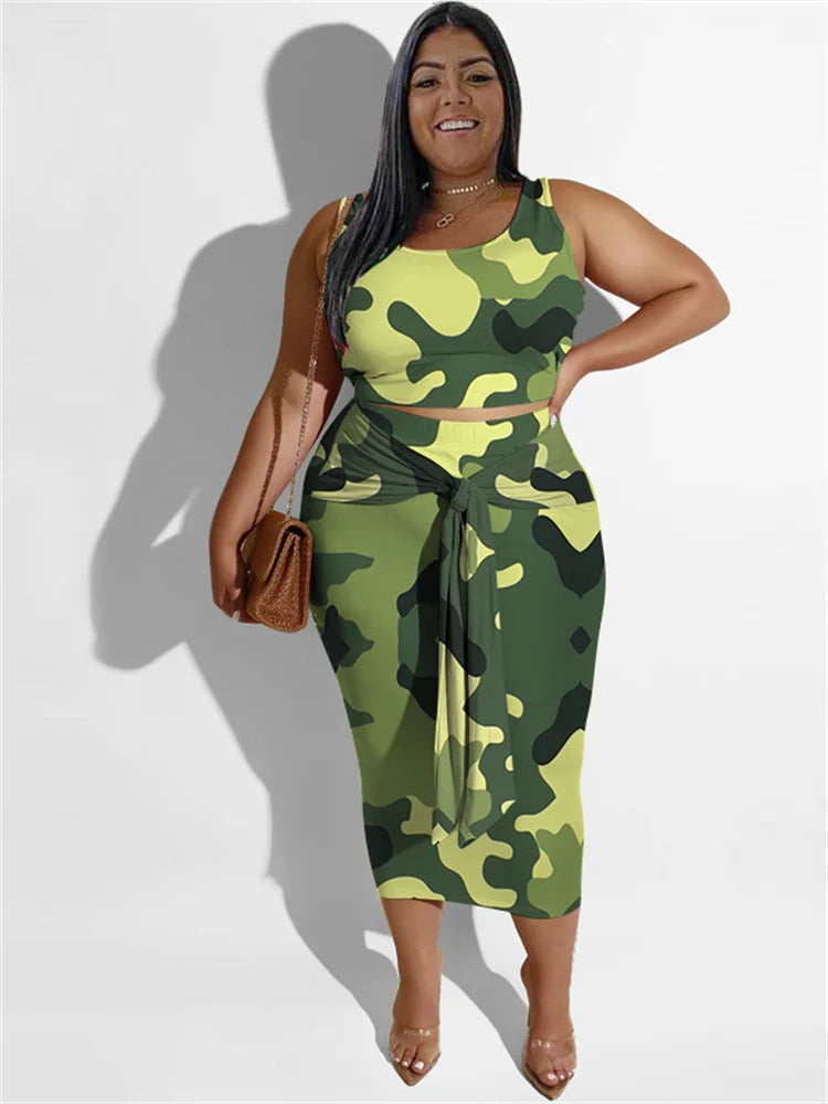 Leah Plus Size Clothing Floral Printed Two Piece Sets
