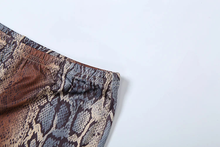 Kemptville Snake Colorful Print Tracksuit Tight Crop Stretch Streetwear Matching Set