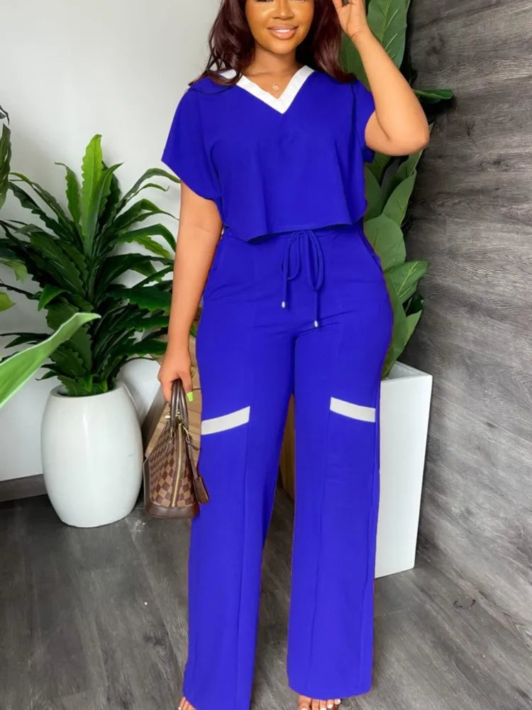Maria Elegant Casual Short Sleeve Two Piece Sets