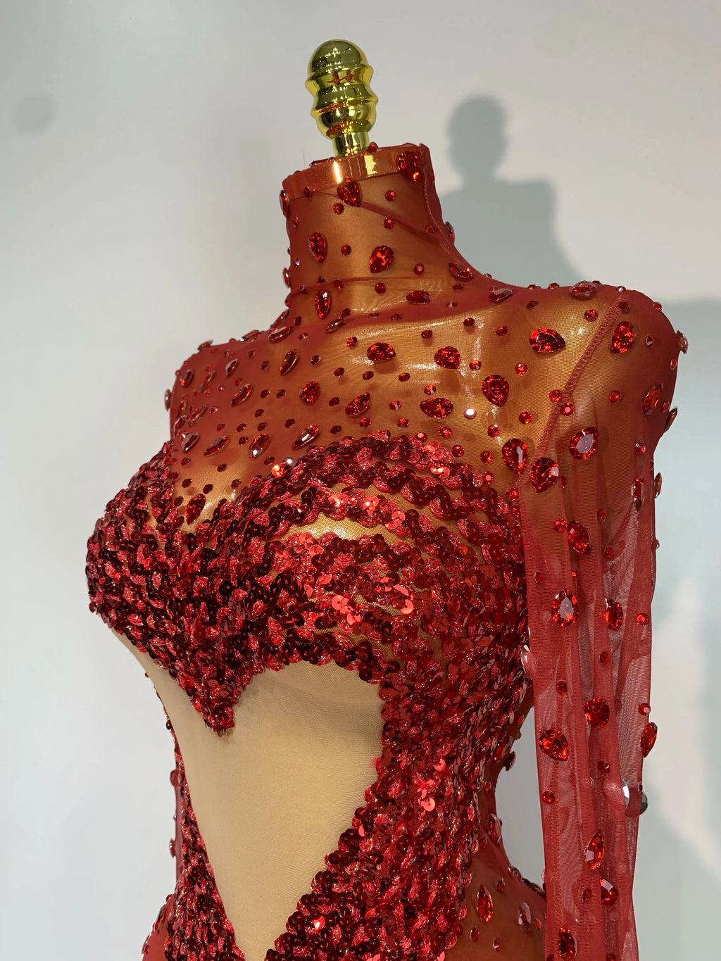 Ithaca High Quality Rhinestone Sequin Sexy See Through Mesh Mini Dress
