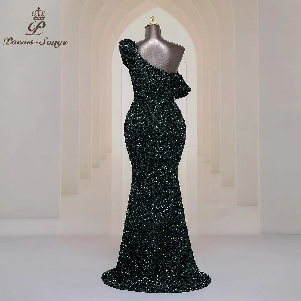Georgia One Shoulder Evening Mermaid Sequins Party Maxi Dresses