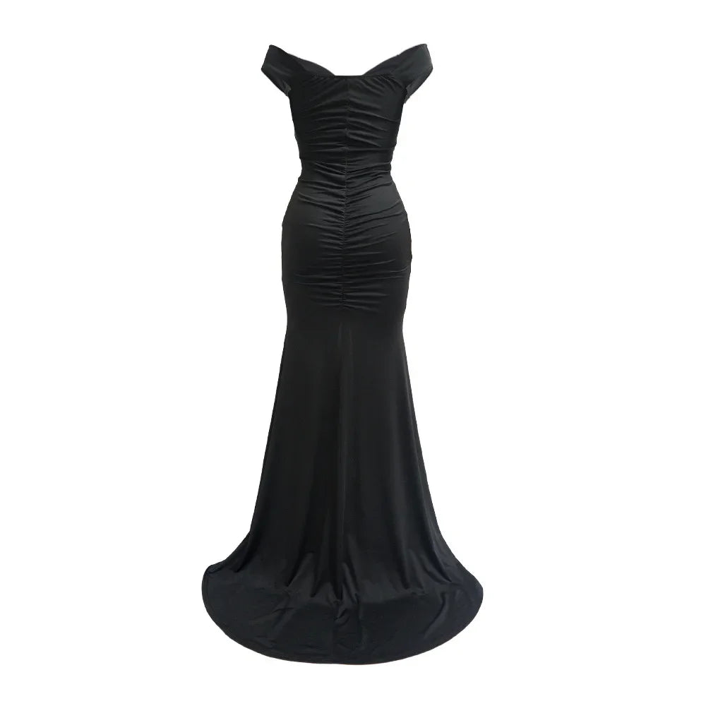 Toronto Banquet V Neck Sexy Satin Split Luxury Trailing Long Dresses
