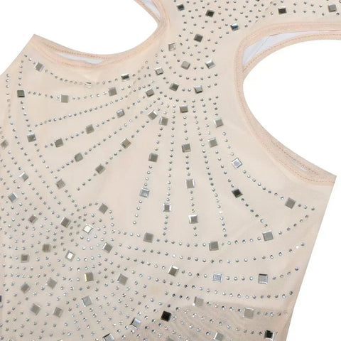 Gramercy Park Fashion Sexy Mesh Perspective Hot Drill Sleeveless Halter Jumpsuit