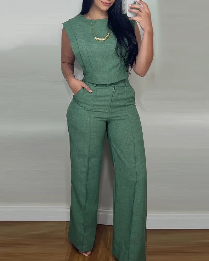 Wendy Fashion O-neck Sleeveless Two-piece Sets