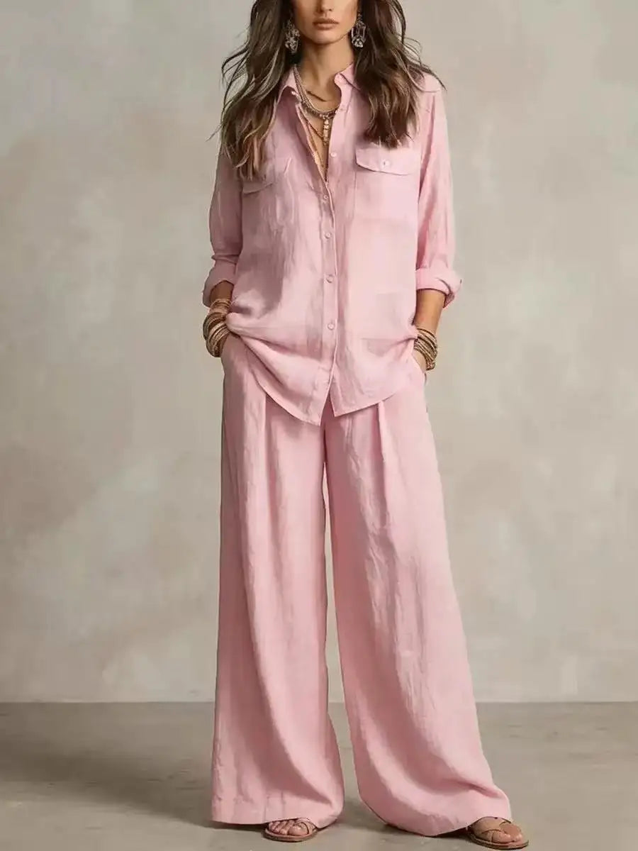 Ernestina Linen Co Ord Outfit Long Sleeve Two Piece Sets
