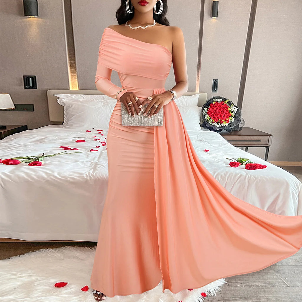 Barrie Elegant Backless Sleeveless Off Shoulder Maxi Dress