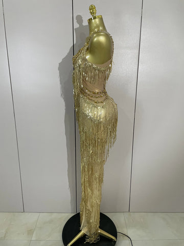 Watkin Glen Sparkly Black Rhinestones Sequined Fringe jumpsuit