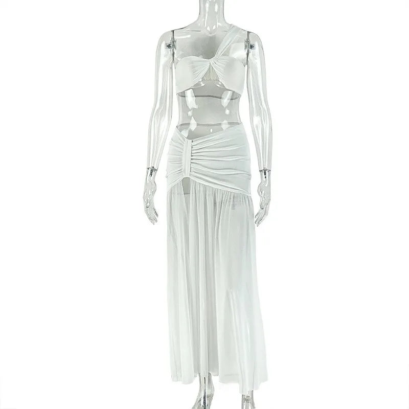 Triana One-Shoulder Strap Spliced Two Piece Sets