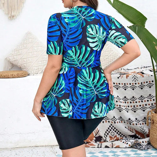 Amaly Short Sleeve Plus Size Two Piece Sets