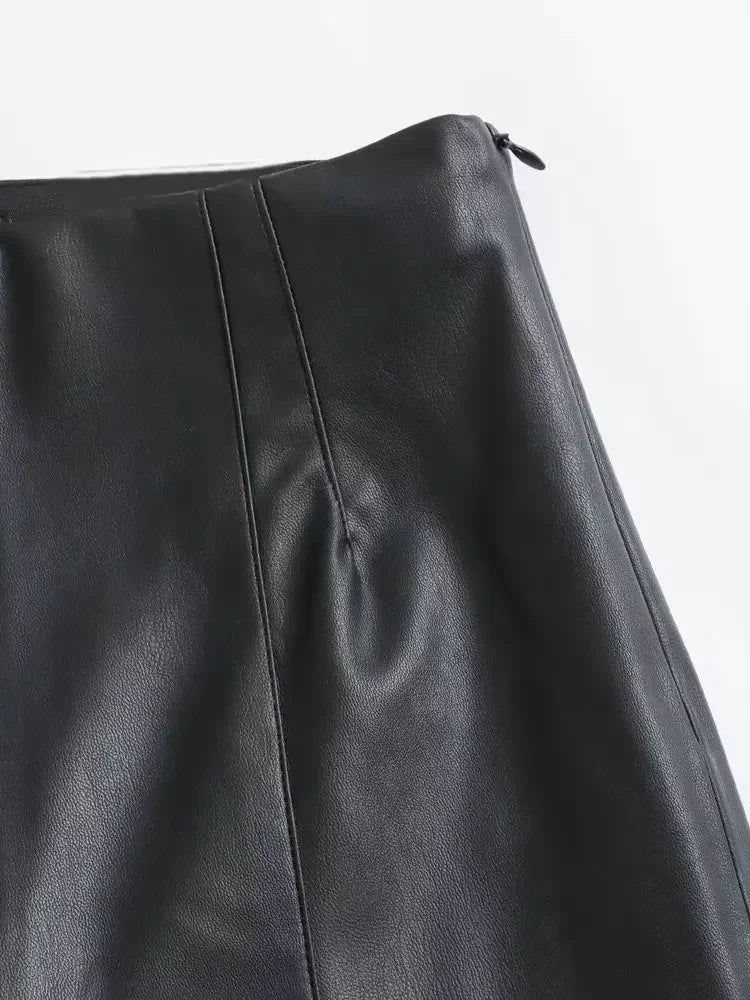 Panther Valley Retro High Waist Faux Leather Skinny Trousers