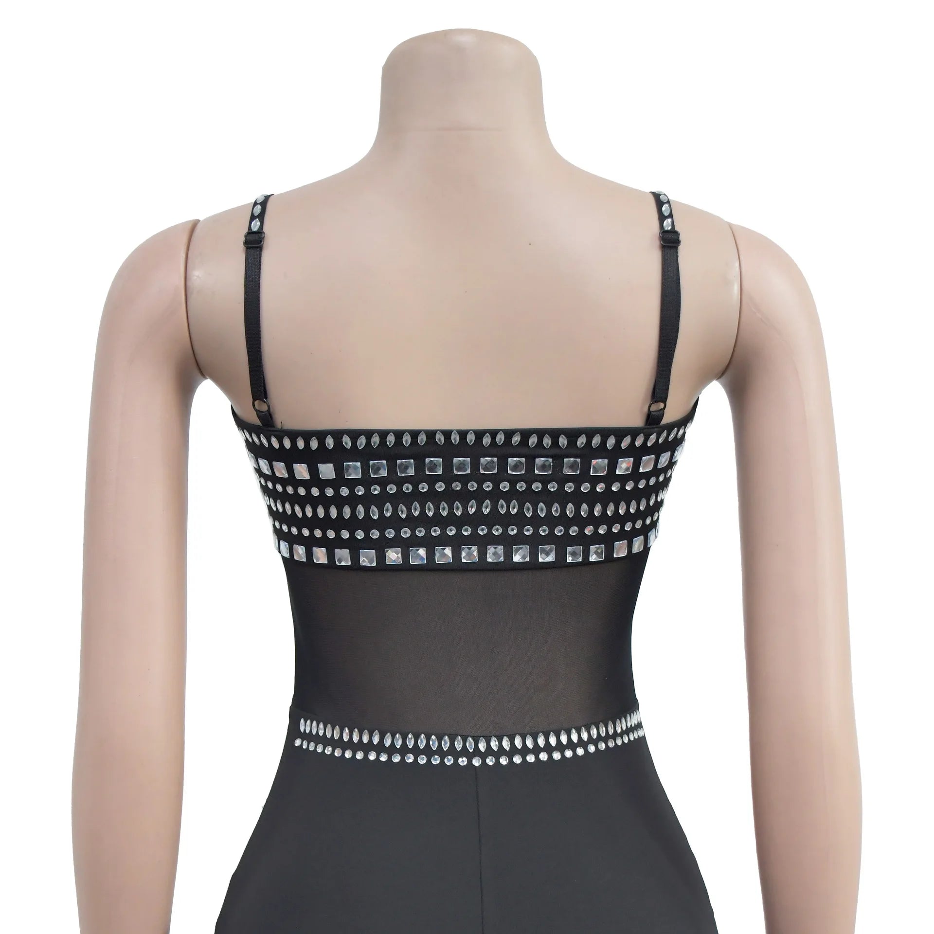 Stamford Diamond Mesh Sexy Transparent Lace Party Elegant Maxi Dress