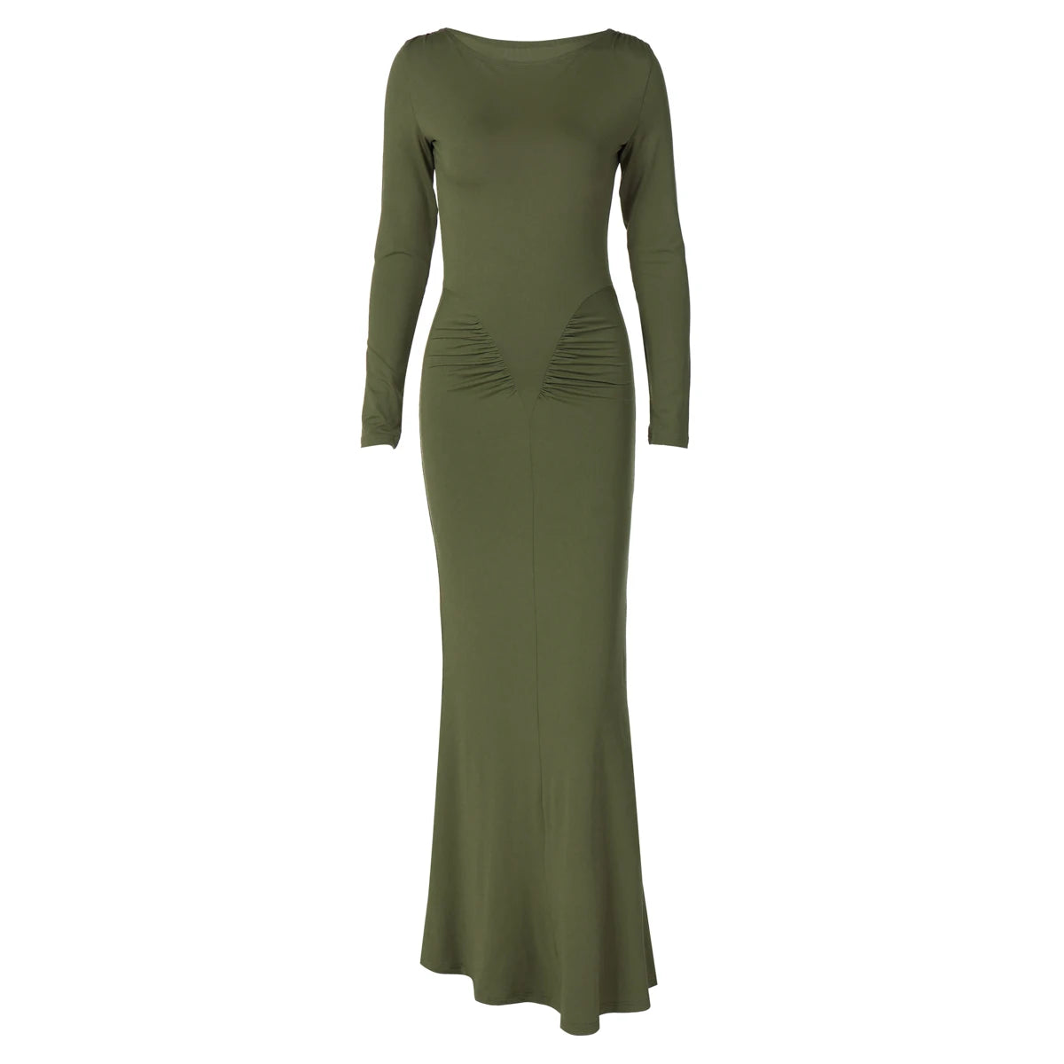 Shore Beach Solid Long Sleeve Draped Sexy Bodycon Maxi Party Dress