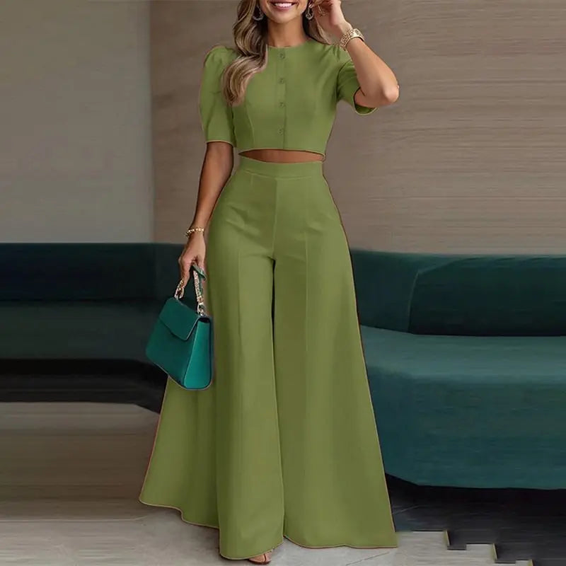 Luisa Short Sleeve Button-down Two Piece Sets