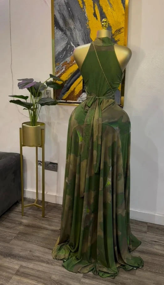 O Neck Sleeveless Floral Print Mermaid Evening Birthday Beach Sexy Maxi Dress