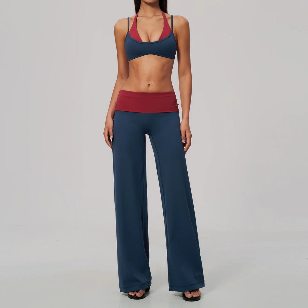 Camila Contrast Color Fitness Suit Tracksuit Two Piece Sets