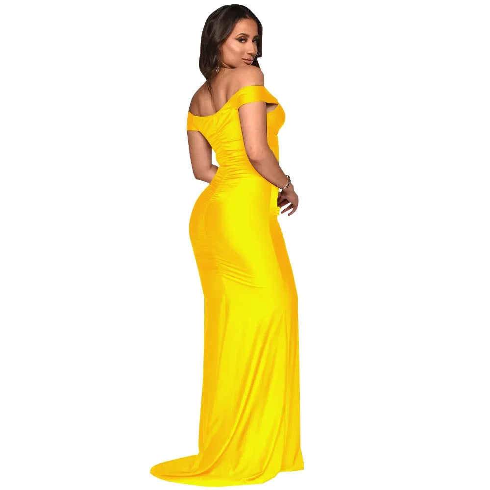 Toronto Banquet V Neck Sexy Satin Split Luxury Trailing Long Dresses