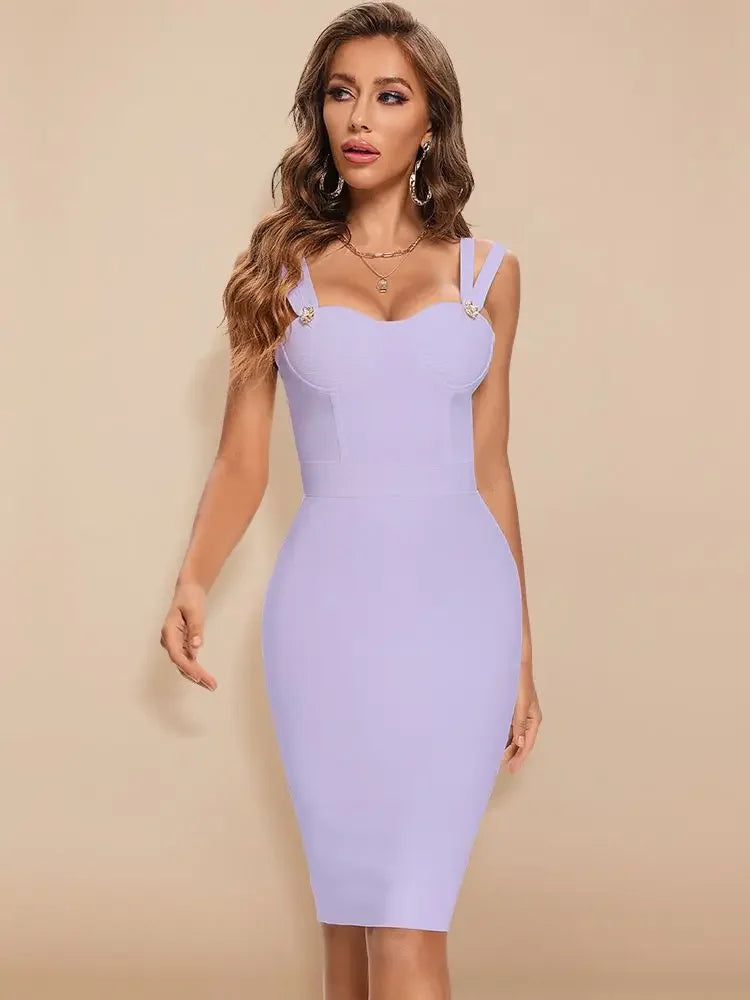 Sarnia Rhinestone Bandage Evening Date Night Maxi Spaghetti Strap Dress