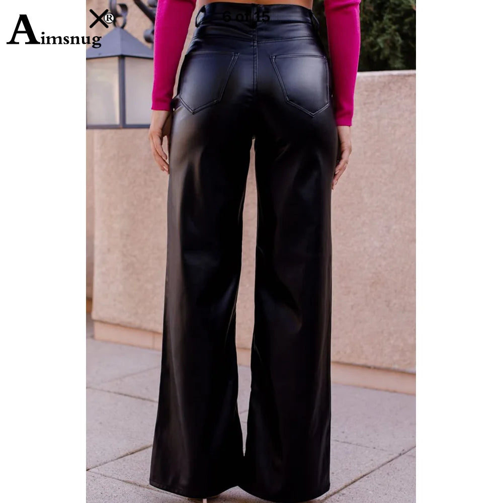 New Mexico Rock Style PU Leather Straight Sexy Night Club Legging Glossy Pants