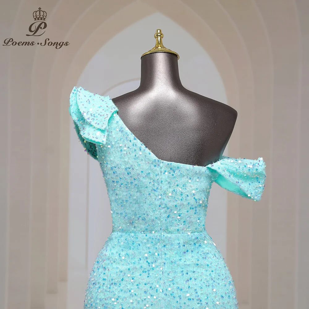 Georgia One Shoulder Evening Mermaid Sequins Party Maxi Dresses