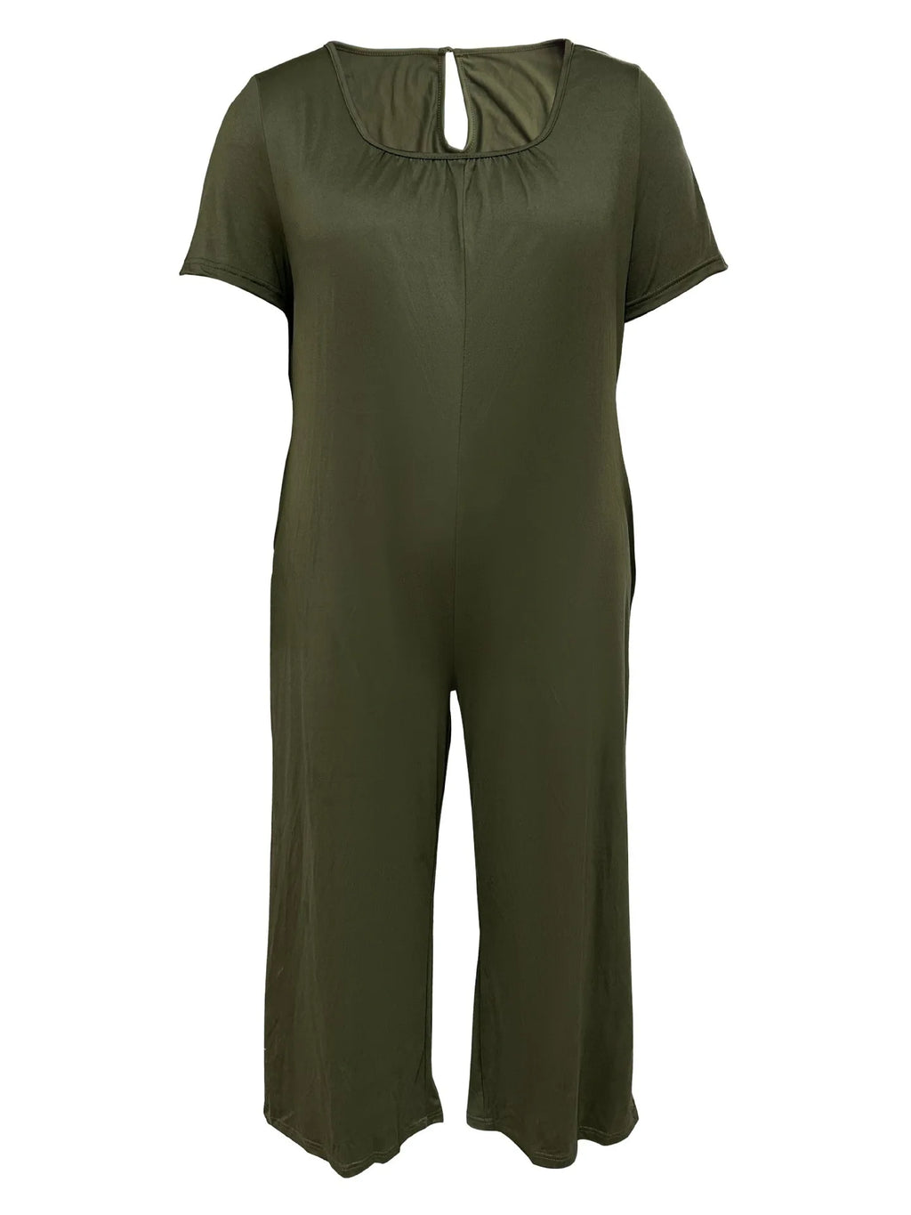 Plus Size Summer Women's Solid Color Jumpsuit with Pockets Casual Fashion