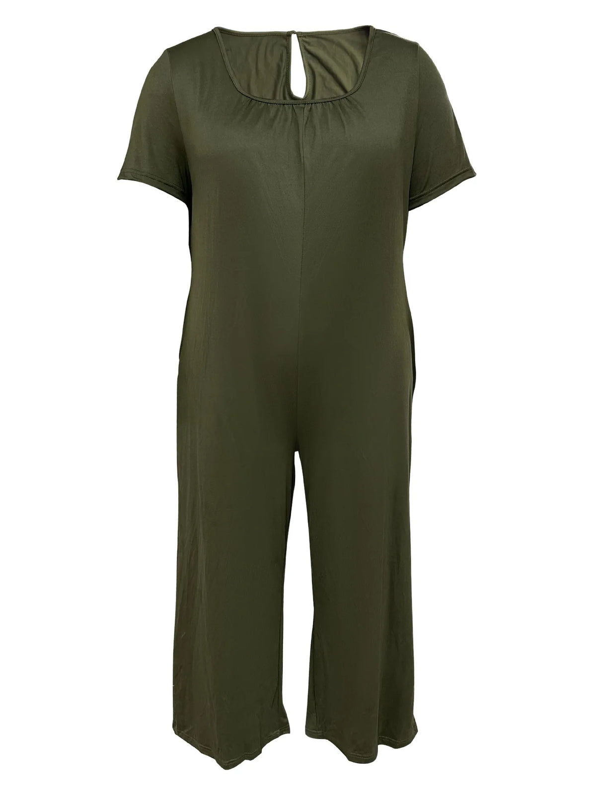 Plus Size Summer Women's Solid Color Jumpsuit with Pockets Casual Fashion