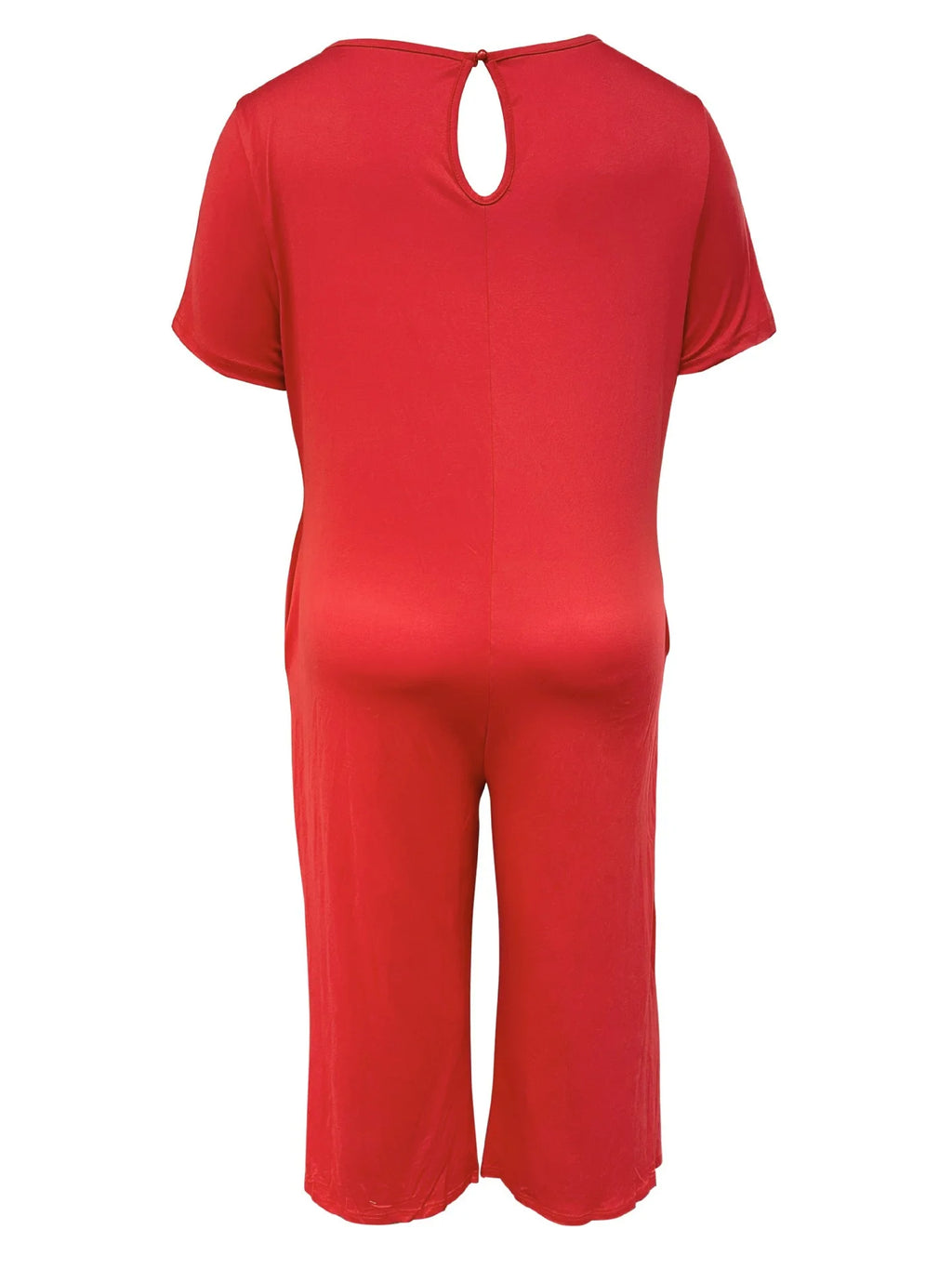 Plus Size Summer Women's Solid Color Jumpsuit with Pockets Casual Fashion