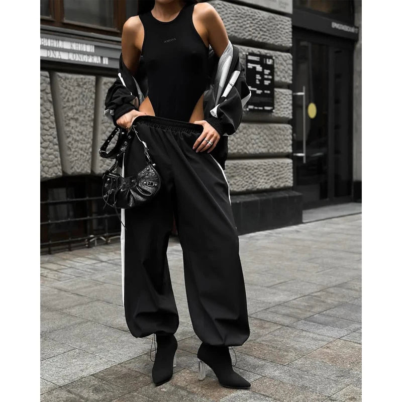 Samantha Zip Collar Wide Leg Two Piece Sets