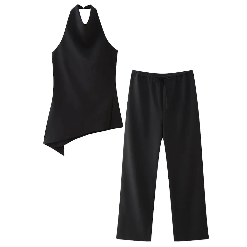 Tamara Solid Sexy Backless Two Piece Sets