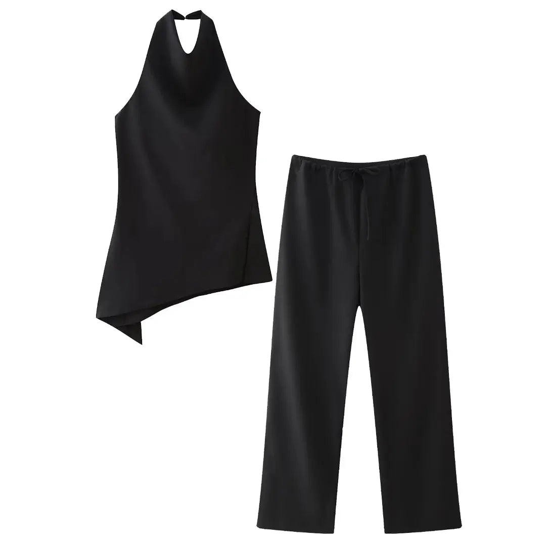 Tamara Solid Sexy Backless Two Piece Sets