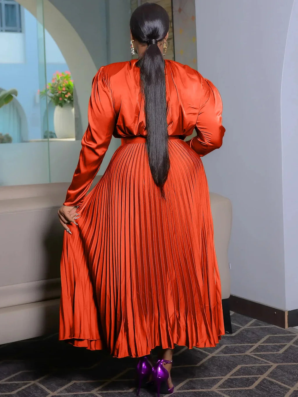 Darian V-neck Pleated Maxi Two 2 Piece Set