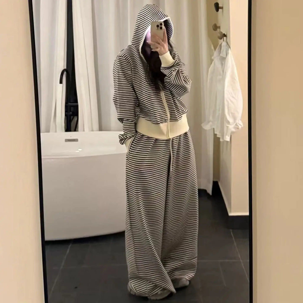 Jatnna Tracksuit Set Zip Up Long Sleeve Two Piece Sets