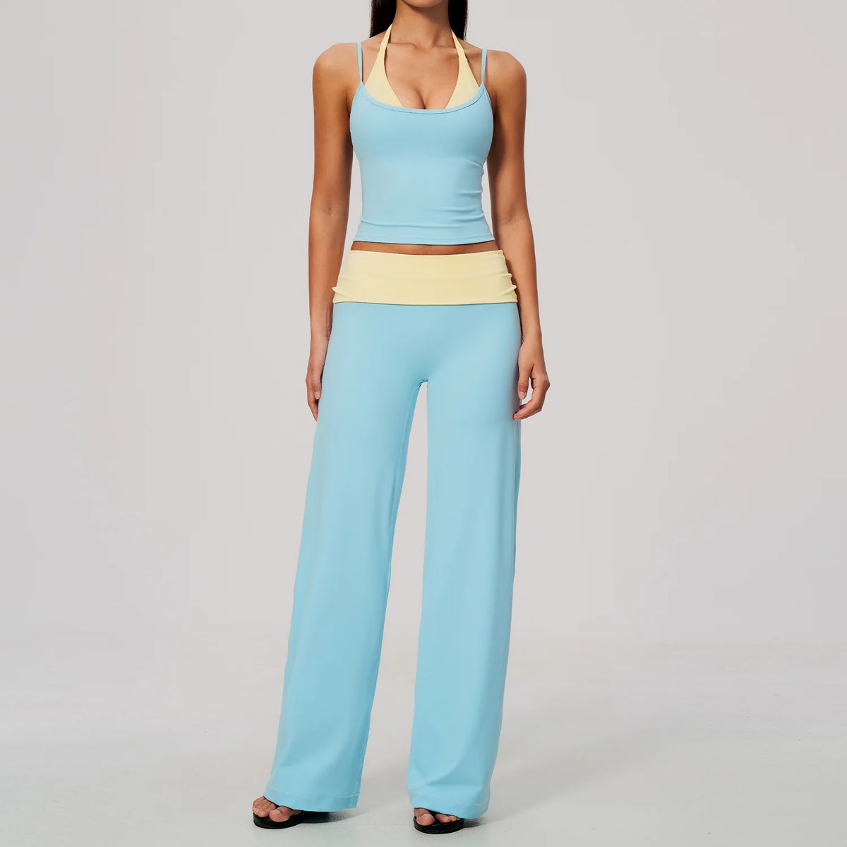 Camila Contrast Color Fitness Suit Tracksuit Two Piece Sets
