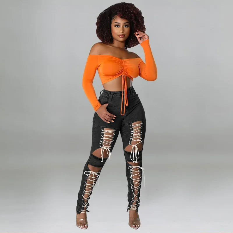 Beachwood Stretch Distressed Destroyed Denim Street Going Out Pants